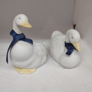 Vintage Ceramic Blue Ribbon Geese Salt & Pepper Shakers